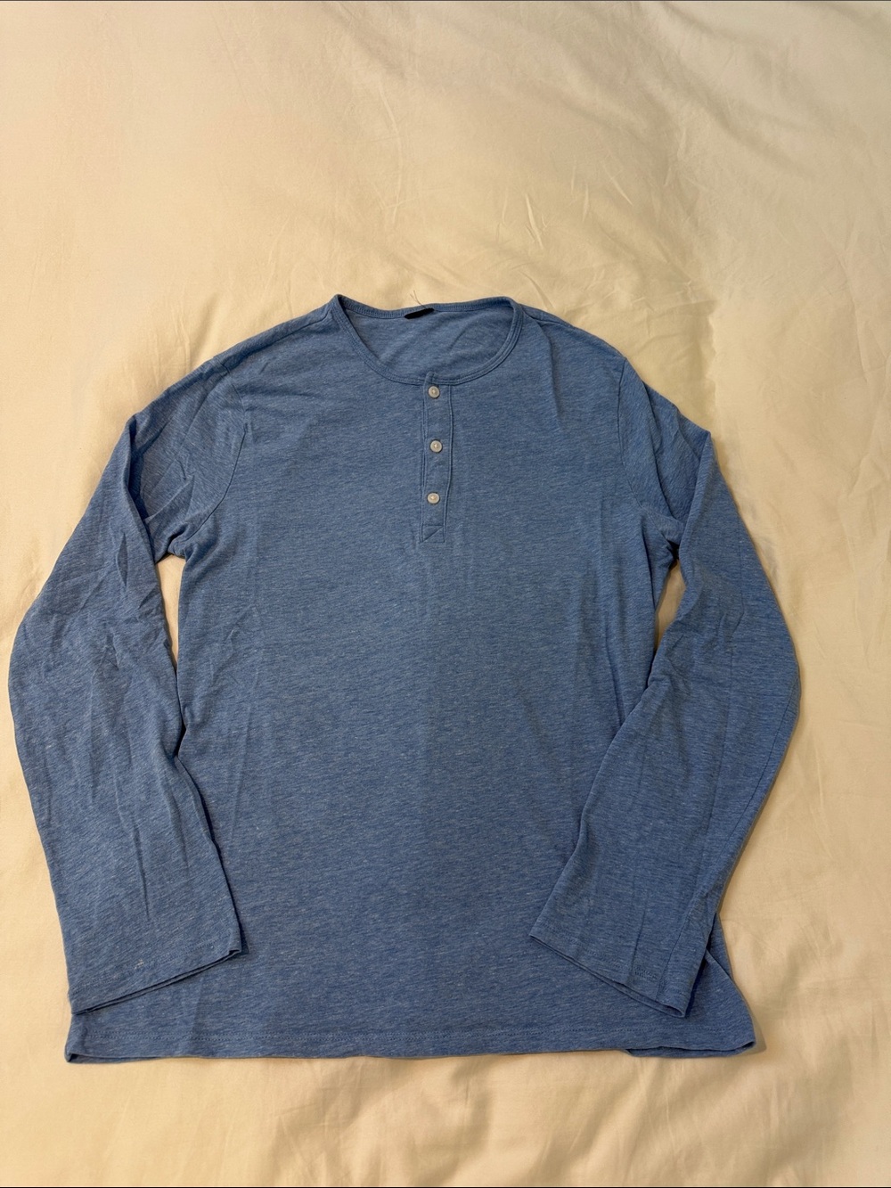 Men's Blue Long-Sleeve Henley Shirt